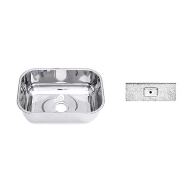 Imagem de Cuba Inox Tecnocuba n°1 funda 17 cm prof (46x30x17) aço inox 430 Acabamento Polido