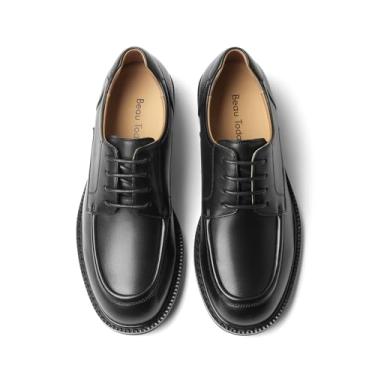 Imagem de BEAU TODAY Sapatos Oxford para mulheres, sapatos sociais Brogue de couro, confortável Brethable feminino, cadarço feito à mão, sapatos com ponta de asa para trabalho de negócios, Preto-novo 2, 37