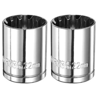 Imagem de HARFINGTON 2 peças soquete de 12 pontos 1/5.1 cm por soquete métrico raso de 22 mm aço cromo vanádio 12 pontos soquetes padrão ferramenta manual mecânica para reparo de carro, manutenção mecânica, uso