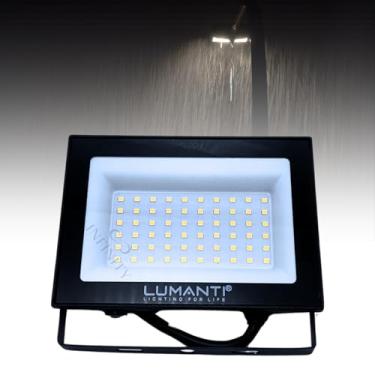 Imagem de Refletor Holofote Start Led 100w IP66 Branco Quente Amarelo 3000K Lumanti Prova dagua Bivolt 110V / 220V Forte Prova dagua Jardim Entrada Casa Galpão Custo Beneficio Area Externa