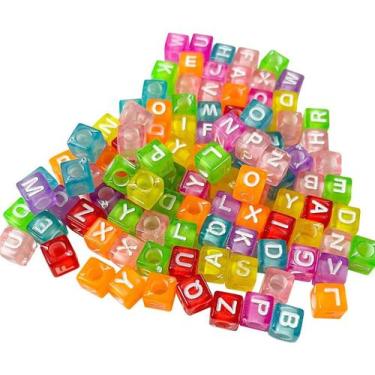Imagem de 100 Miçangas De Letras Coloridas Infantil Alfabeto Entremeios Para Faz