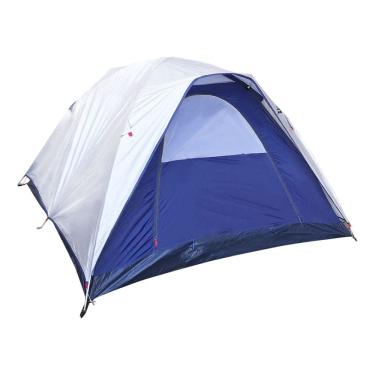 Imagem de NTK, Barraca para acampamento familiar portátil Modelo Dome com capacidade para 5 pessoas. Coluna d’água de 1.800mm. Modelo Iglu com sobreteto completo e pequeno avanço. Cinza e azul