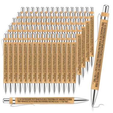 Imagem de Spakon 80 peças de lembrancinhas de festa de matemática de formatura Pi canetas esferográficas de bambu sem fim engraçadas, bolsa de presentes de matemática, professores, semana de agradecimento,
