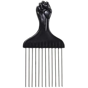 Imagem de Pente Garfo Profissional para Cabelo com Dentes Metálicos, Cabo Ergonômico, Preto