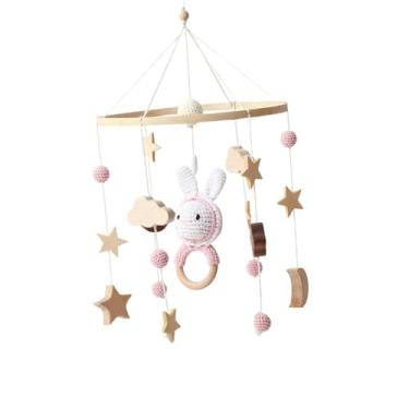 Imagem de MERIGLARE Mobile de berçário boho, chocalho de berço para bebês para decoração do quarto infantil, Coelhinho Rosa