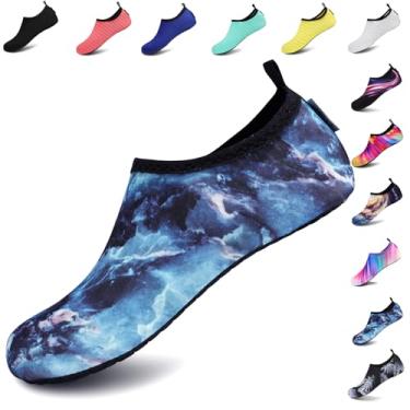 Imagem de VIFUUR Meias aquáticas esportivas sem sapatos de secagem rápida Aqua Yoga sem cadarço para homens e mulheres, Marble Grey, 7.5-8.5 Women/6-7 Men