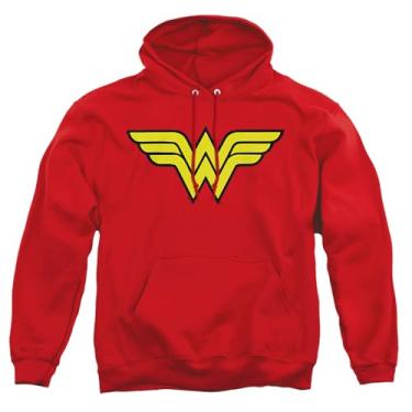 Imagem de Moletom adulto com capuz DC Comics com logotipo da Mulher Maravilha, Vermelho, X-Large