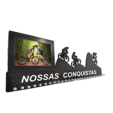 Imagem de Porta Medalha M Bike Casal Porta Retrato P/ Até 100 Medalhas - QUADRO 