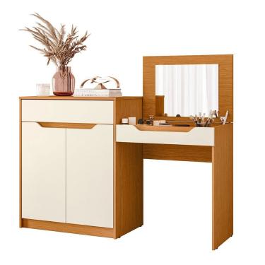 Imagem de Penteadeira Escrivaninha Com Espelho 2 Portas 1 Gaveta Theo