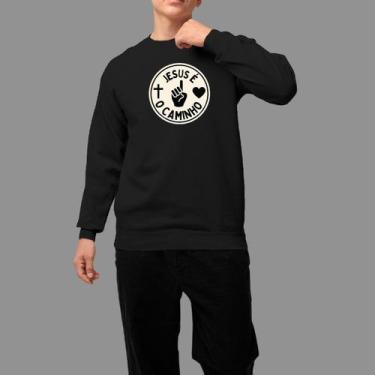 Imagem de Moletom Gola Careca Basico Masculino Moda De Religioso Confortável Tec