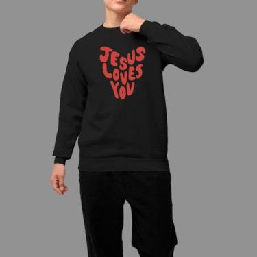 Imagem de Moletom Gola Careca Basico Masculino Casual Tecido Macio Jesus Love Yo