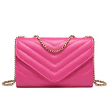 Imagem de Bolsa tiracolo feminina Dasein, pequena, acolchoada, fúcsia noturna