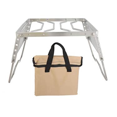 Imagem de Grelha de fogueira grade de aço inoxidável fogão suporte de stand rack dobrável piquenique maconha de piquete de campeões de camping multifuncional engrenagem