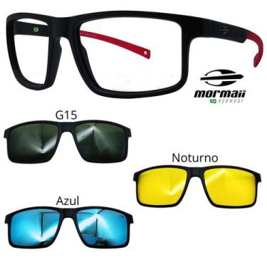 Imagem de Oculos Mormaii Swap 5 6127 A85 Preto Red Com 3 Clipons, G15, Azul, Not