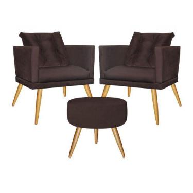 Imagem de Kit 02 Poltrona Com Almofada e Puff Lucia Confort Sala Recepção Escrit