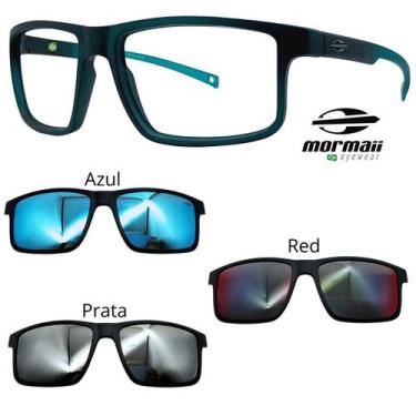 Imagem de Oculos Mormaii Swap 5 6127 K04 Verde Fosco Com 3 Clipons, Azul, Prata,