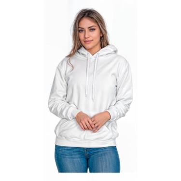Imagem de Moletom Liso Flanelado Feminino Blusa De Frio Canguru Sem Estampa com 
