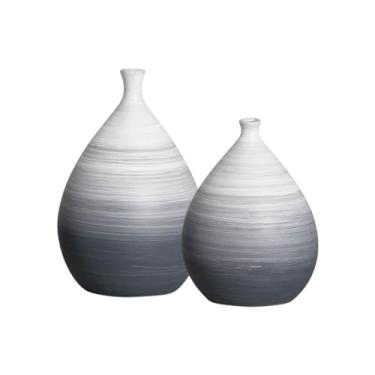 Imagem de Vasos Decorativos de Cerâmica Decoração de Sala Mimo Cinza e Branco Husky