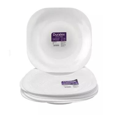Imagem de Kit Jogo 6 Pratos Fundo Opaline Plaza Duralex Vidro Reforçado Branco -