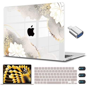 Imagem de CISSOOK Compatível com MacBook Pro 14 polegadas capa 2023 2021 modelo de : M3 A2992 A2918 M2 A2779 A2442 M1 Pro/Max, capa rígida Lotus + capa de teclado para MacBook Pro 14 polegadas com Touch ID