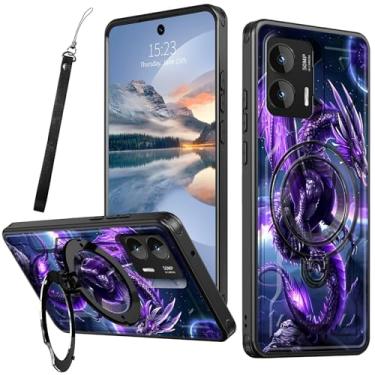 Imagem de HEAKIERG Capa magnética para Motorola Moto G Stylus 5G 2024 6,7 polegadas com suporte de anel giratório de 360 graus, capa resistente à prova de choque com suporte de proteção contra quedas [1 x alça
