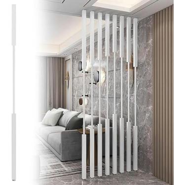 Imagem de Divisória de parede oca decorativa do chão ao teto, separador de quarto de metal branco para estúdio/porta/escritório, 1/2/3/4/5/6/7/8/9/10 pés de altura