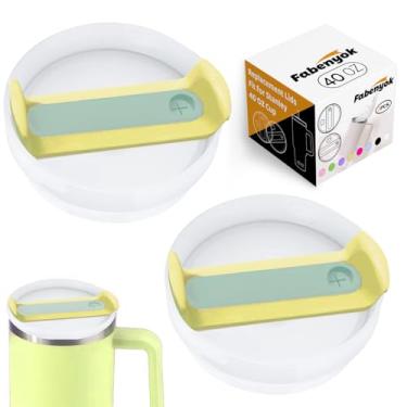 Imagem de Fabenyok Tampa de copo de substituição de 1,134 g para copo Stanley, pacote com 2 tampas de substituição adequadas para copo de viagem Stanley, capas de copo à prova de derramamento para acessórios