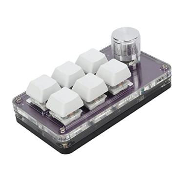 Imagem de Teclado mecânico de uma mão, à prova de poeira, prático, fácil de usar, mini teclado de 6 teclas com luz de fundo RGB para escritório