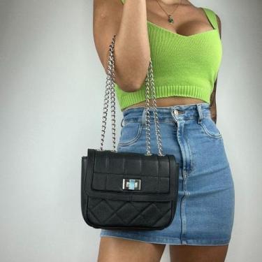 Imagem de Bolsa recuo em couro legítimo b.1067, Preto