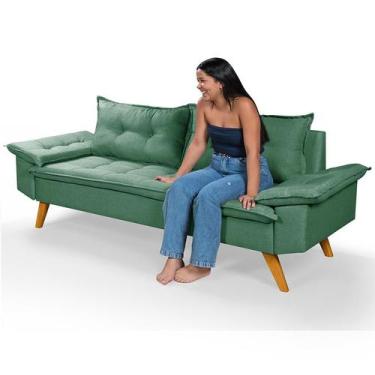 Imagem de Sofá 3 Lugares Bariloche em Linho Essencial Estofados,  Verde