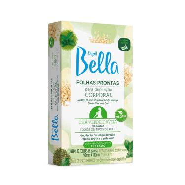 Imagem de Depil Bella Folhas Prontas para Depilação Corporal Chá Verde e Aveia 16 Unidades