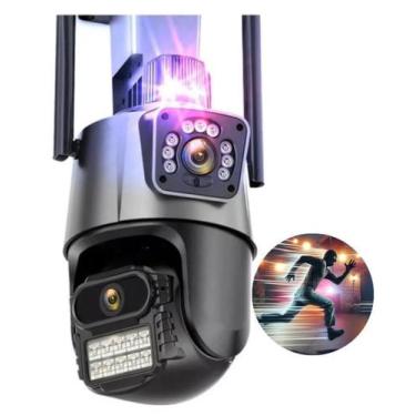 Imagem de Camera Segurança Externa Lente Dupla 4k 6mp Sirene Policial - MESTORE