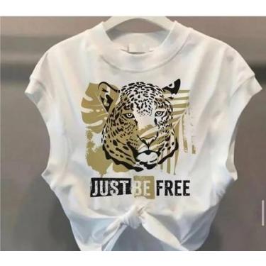 Imagem de Cropped onça just - loja dinka, g, branco