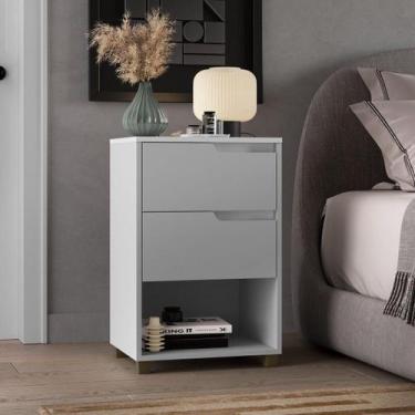 Imagem de Mesa de Cabeceira 45cm com 2 Gavetas Multimóveis CR35244, Branco