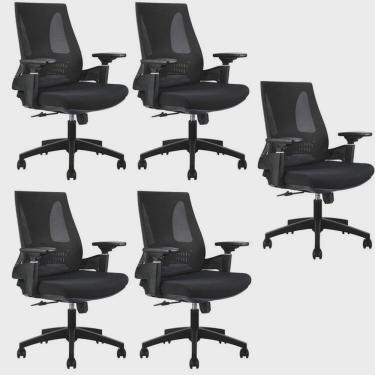 Imagem de Kit com 5 Cadeiras Office Diretor Toledo com Braços 3D NR17