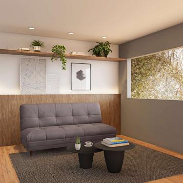 Imagem de Sofá-Cama 3 Lugares Casal Akira Suede Cinza