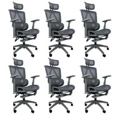 Imagem de Kit 6 Cadeiras de Escritório Presidente Executiva Oficial Titan Cinza