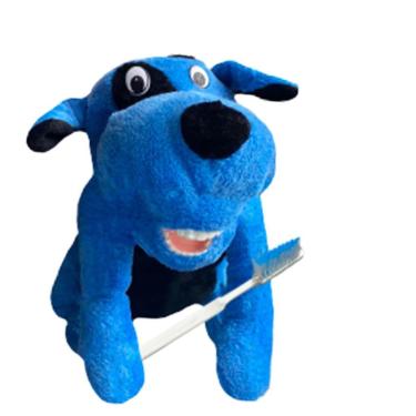 Imagem de Fantoche Odontológico Pelúcia Macro Arcada - Cachorro Azul
