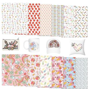 Imagem de Tintnut Papel de transferência de sublimação para professores - 12 folhas 30,5 x 25,4 cm, folhas de transferência de tinta de sublimação com padrão escolar para canecas, copos e camisetas DIY