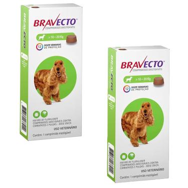 Imagem de Combo 2 unidades Bravecto Antipulgas e Carrapatos para Cães de 10 a 20 Kg