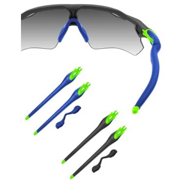 Imagem de HILEEN Óculos de sol de substituição verde brilhante para óculos de sol Oakley Radar EV Path Pitch Advancer - preto + azul escuro