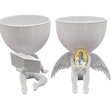 Imagem de Kit Decoração Santa Teresa de Calcutá Anjinho + Lendo Biblia - Point d