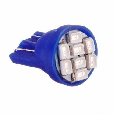 Imagem de Lâmpada LED T10 Pingo, 8 LEDs, 12V, para Teto, Mala e Placa (Azul)