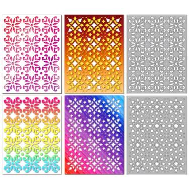 Imagem de MAYJOYDIY Padrão floral retrô matrizes de corte de metal moldura de fundo de azulejo molde de corte vintage flor oca em relevo estêncil de corte para fazer cartões, faça você mesmo, scrapbook