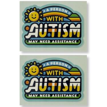 Imagem de Max Petals Pacote de 2 decalques para pessoas com autismo – Adesivos de alerta de autismo para socorristas, decalques de vinil de alerta médico, à prova d'água, resistente a UV, 10 x 7 cm