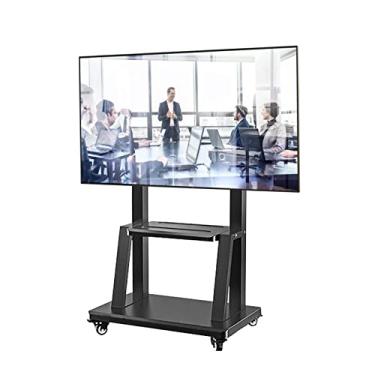 Imagem de Carrinho de TV com rodinhas para escritório em casa, suporte de TV de chão ajustável em altura com rodas 32 42 50 55 65 70 75 polegadas telas planas, carga de 120 kg belo cenário