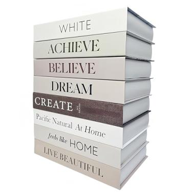 Imagem de Pacote com 8 livros decorativos, livros falsos de decoração Ediactcyl para decoração de casa de capa dura | Expositor de pilhas de livros falsos para decoração de quarto de estante (M63)