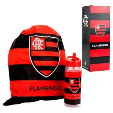 Imagem de Garrafa Do Flamengo, Plástico 450ml Com Mochila Tipo Saco