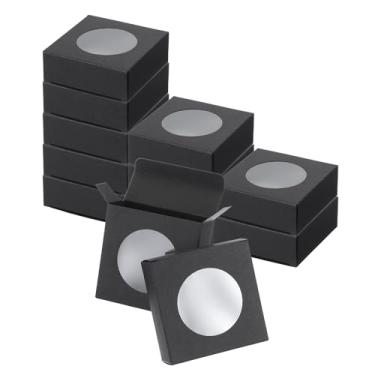 Imagem de PATIKIL Caixas de papel para sabonete, 12 unidades de 7,9 cm x 3 cm x 8,6 cm, caixas de papel quadradas Kraft, caixas de sabão feitas à mão com janela transparente redonda para fazer sabonete, doces