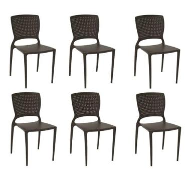 Imagem de Kit 6 Cadeiras Safira Marrom Tramontina 92048/109